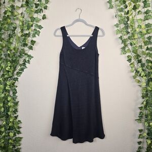 Armani Collezioni Navy Blue Textured Asymmetrical Midi Dress